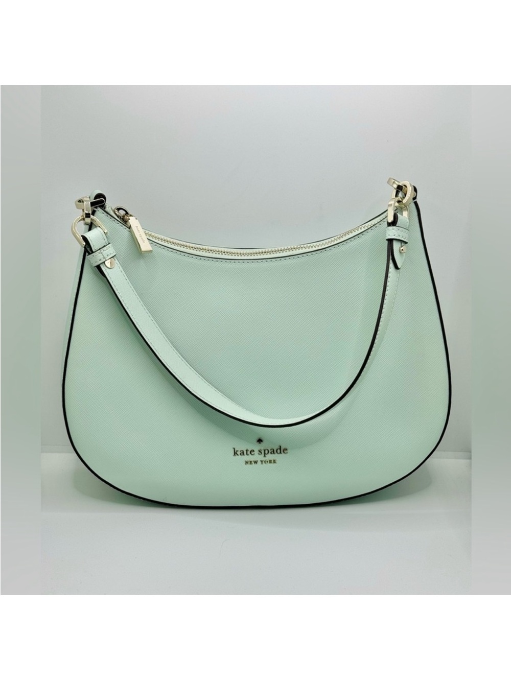 kate spade Mint Green Leather Crescent Shoulder Bag with Gold Hardware